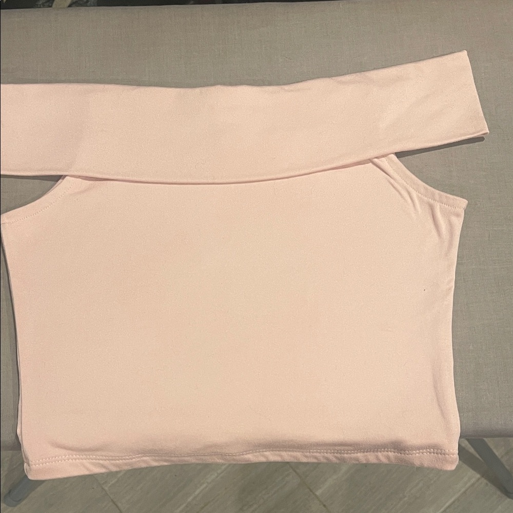 Charlotte Russe Light Pink Off-Shoulder Crop Top